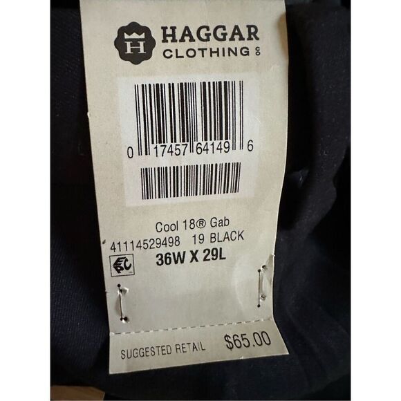Haggar Men's black pants 36x29 Cool 18 Pro Classic Fit Flat Front Casual Pant Re - Picture 8 of 9